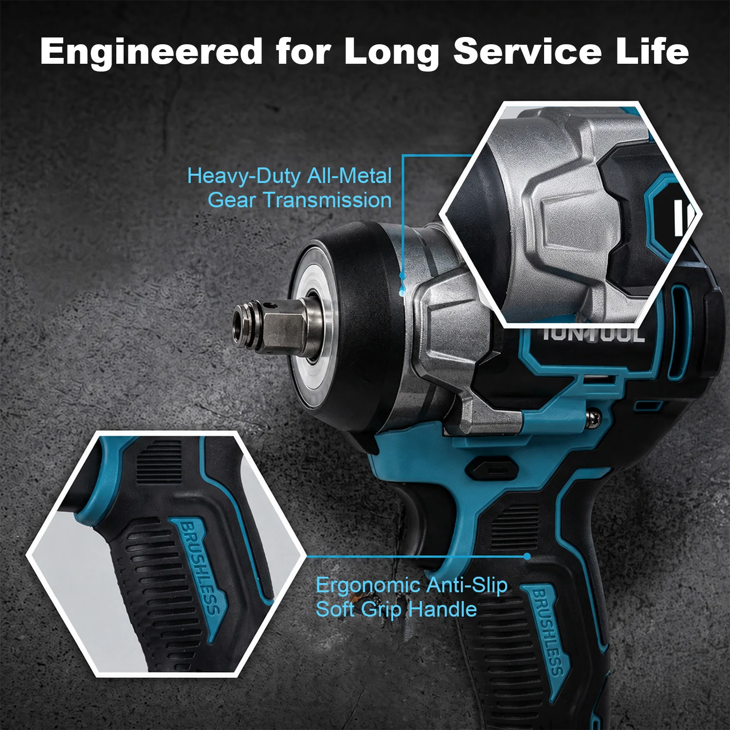 IONTOOL 500N Cordless Impact Wrench 1/2 Inch 2800RPM Brushless Electric Tool for Auto Maintenance Truck Repair and DIY Use