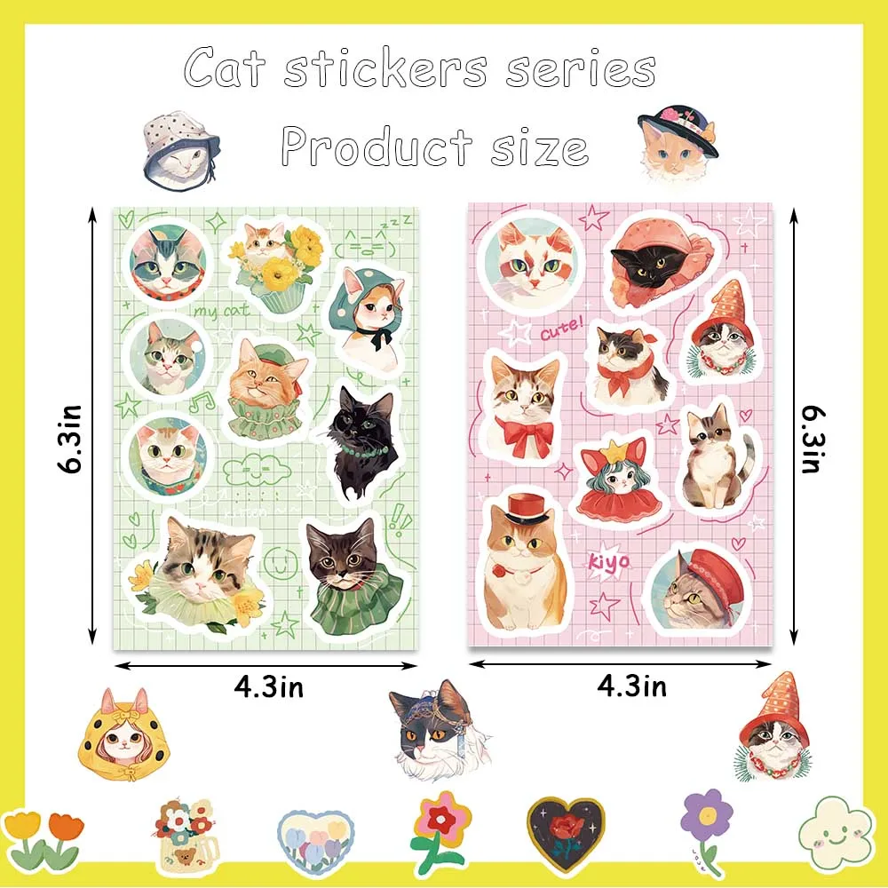 32Sheets Cute Cats DIY Puzzle Stickers Cartoon Face Funny Animals Assemble Stickers Luggage Bike Phone Kids Boys Girls Teen Toys