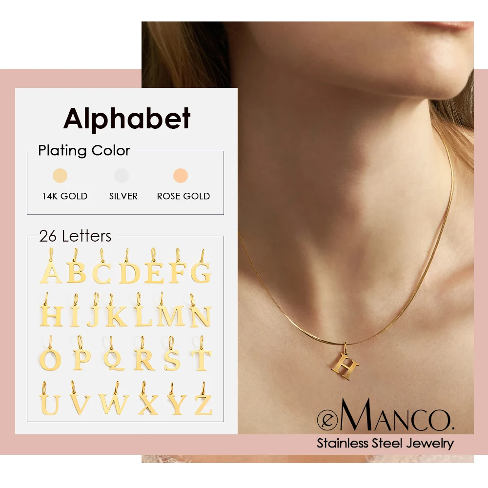 إمانكو ديي الفولاذ المقاوم للصدأ رسالة قلادة مطلية بالذهب سلسلة شفرة قلادة الأزياء والمجوهرات هدية عيد الحب #1