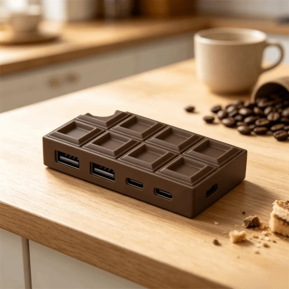 Chocolate Shaped 4-in-1 USB Hub Type-C Interface Compact USB Extender Portable USB Adapter For PC