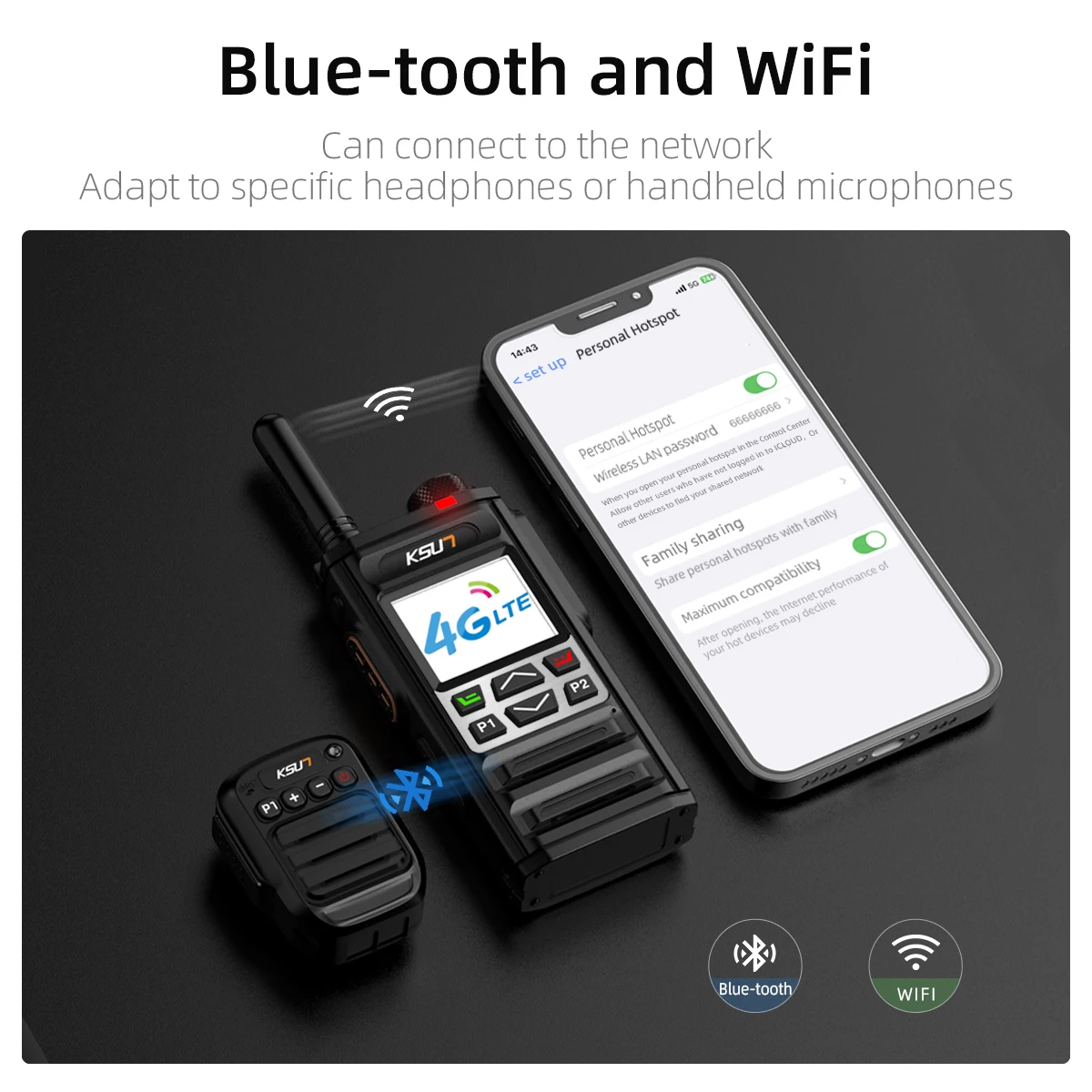 Long Range Global Walkie Talkie Compatible With ZELLO APP 4G Network Android WIFI Blue-Tooth Two Way Radio KSUN ZL35