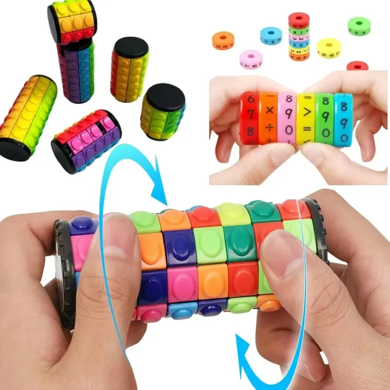 Torre de cubo de maíz 3D de 7 capas, rueda matemática, herramientas aritméticas, alivio del estrés, descompresión, rompecabezas cilíndrico DIY, juguete