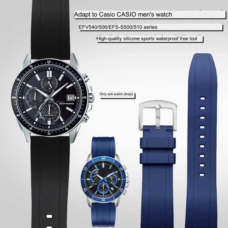 Rubber strap adapts For Casio CASIO watch with EFV540/EFS-S500/510 EFR-303L series waterproof silicone men's strap Accessories