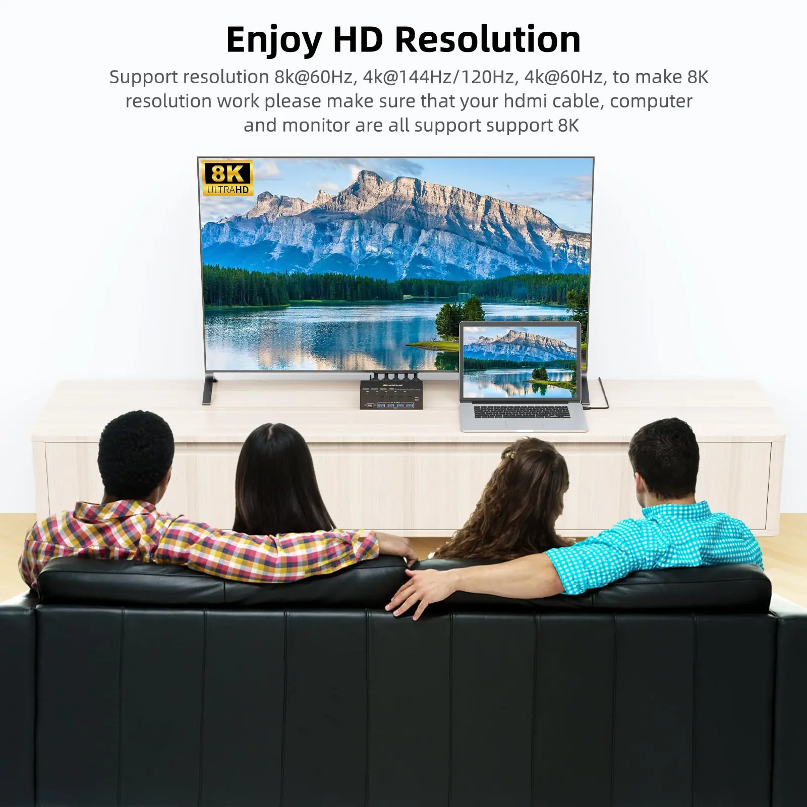 Imagem -05 - Comutador Hdmi Kvm com Emulador Edid Monitores 8k Hdmi Hub Monitor Compartilhar Usb 3.0 Monitor