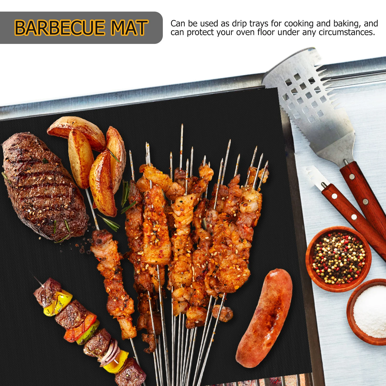 

9Pcs Oven Liners Thick Heat Resistant Non-Stick Reusable Oven Mats Grill Baking Sheets for Cooking Use Grill Mats