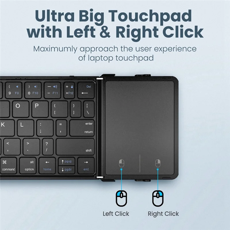 POP-lFaltbare Bluetooth-Tastatur, dreifach faltbare kabellose Tastatur mit Touchpad, wiederaufladbare Tastatur für Windows IOS
