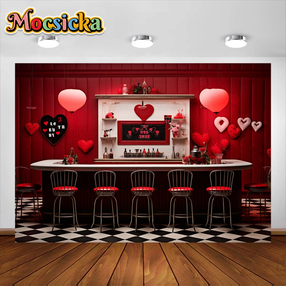 Valentine\'s Day Photography Background Sweetheart\'s Soda Shop Party Decoration Family Couple Portrait Backdrop Studio Banner