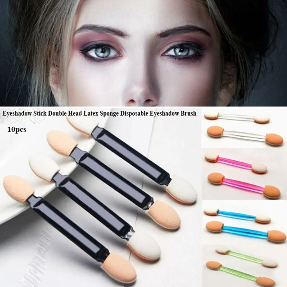10pcs Double/Single Sided Eyeshadow Stick Brush Portable Multicolors Double Head Latex Sponge Professional Beauty Kit Brush