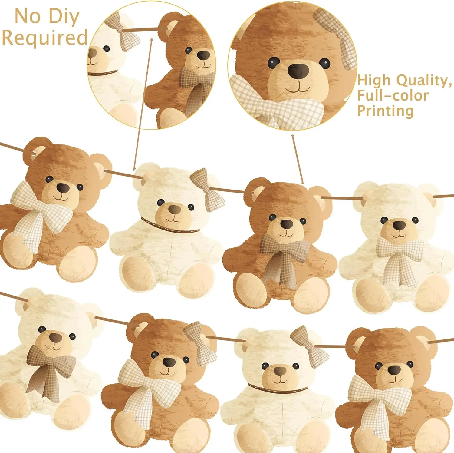 Wir Können Es Fast Nicht Erwarten Baby-Shower Banner & Girlanden-Dekorationen - Teddybär-Thema für Gender-Reveal-Party – Detail 5