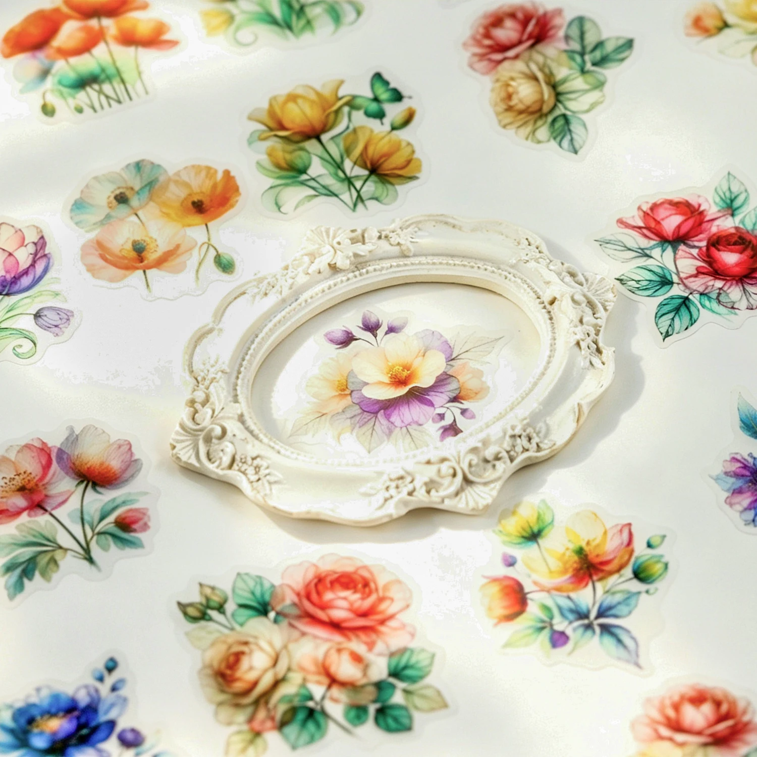 Vintage Colorful Flower Smudge Landscape PET Sticker Creative DIY Journal Material Collage Scrapbooking Stationery