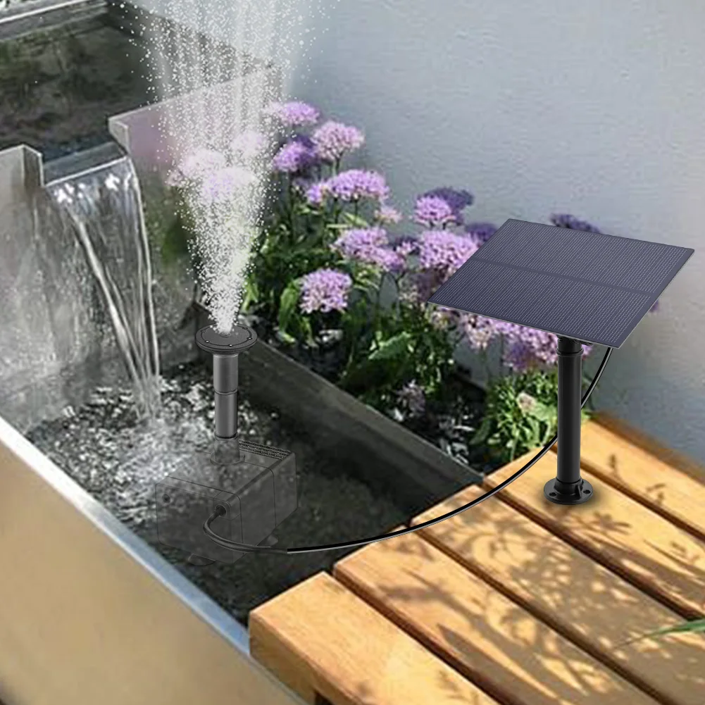 1.5W 5Vソーラーウォーターポンプ、ノズル付きソーラーパネル噴水散水システム、ソーラーパネル噴水ポンプ、ガーデンデコレーション