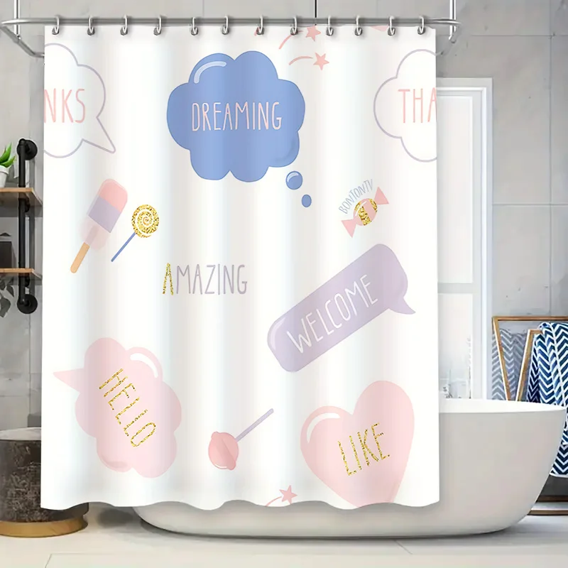 

Dreaming of Amazing Candy Pop Ice Lolly Shower Curtain Decorative Waterproof Fabric with Complimentary hook Elevate Space