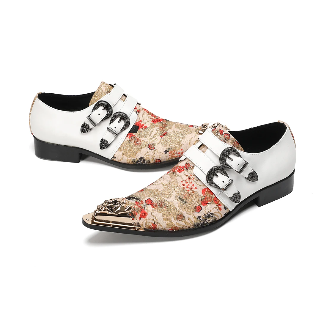 

Zapatos Men Genuine Leather Party Wedding Dress Shoes Pointed Toe Buckle Brogue Shoes Male Footwear Formal Business Oxford Shoes