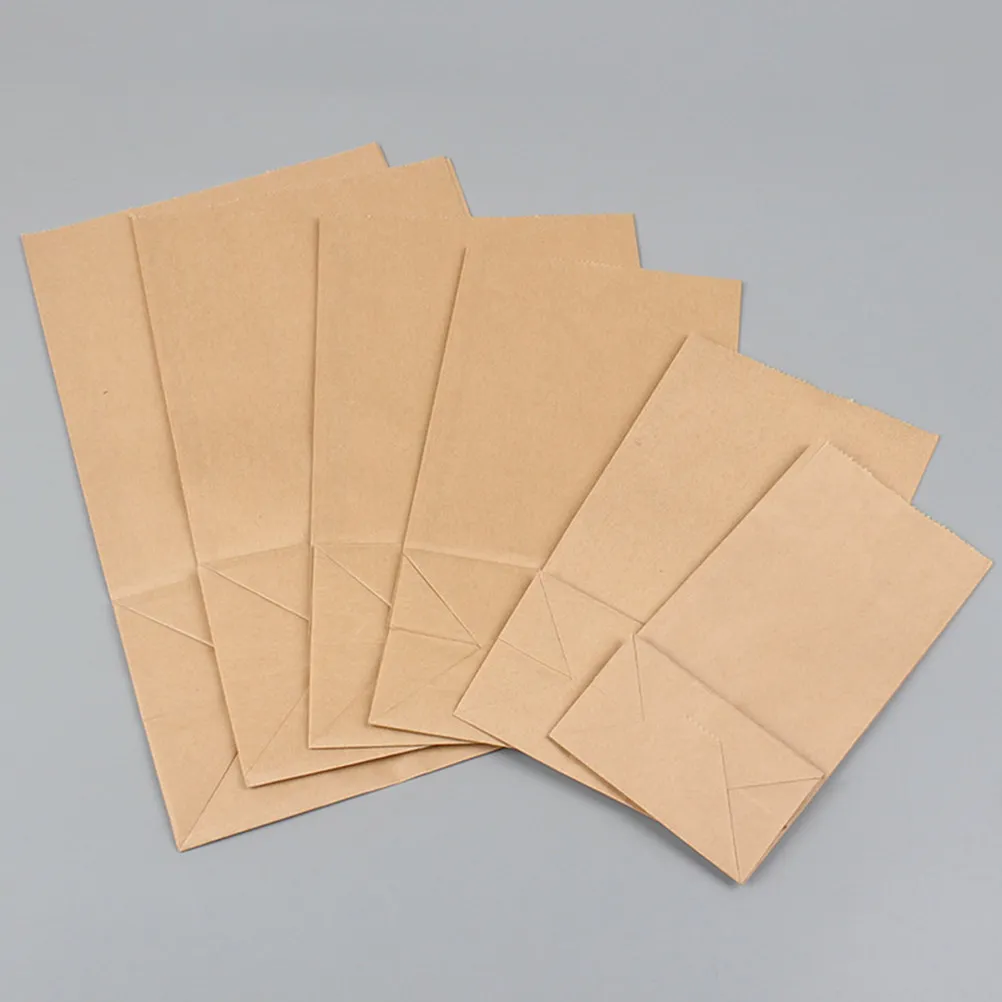100Pcs Breakfast Paper Bags 70G Kraft Food Paper Bags Oil Proof Waterproof Retro Design Square Bottom for Dessert Baking Party