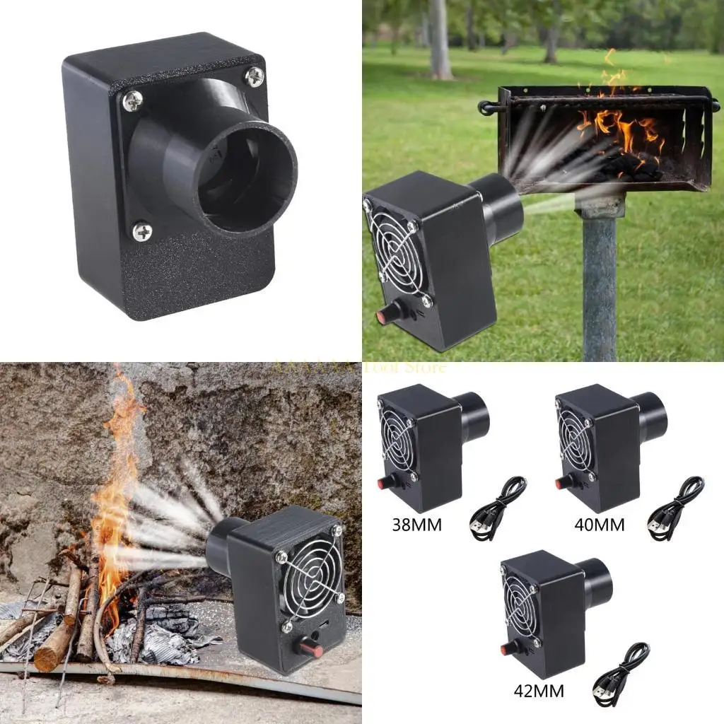 مروحة منفاخ A2BE DC12V مع النوع C 5.5x2.1mm إدخال السرعة السرعة المتغيرة لحرائق المخيمات ، حفلات الشواء ، وتبديد الحرارة