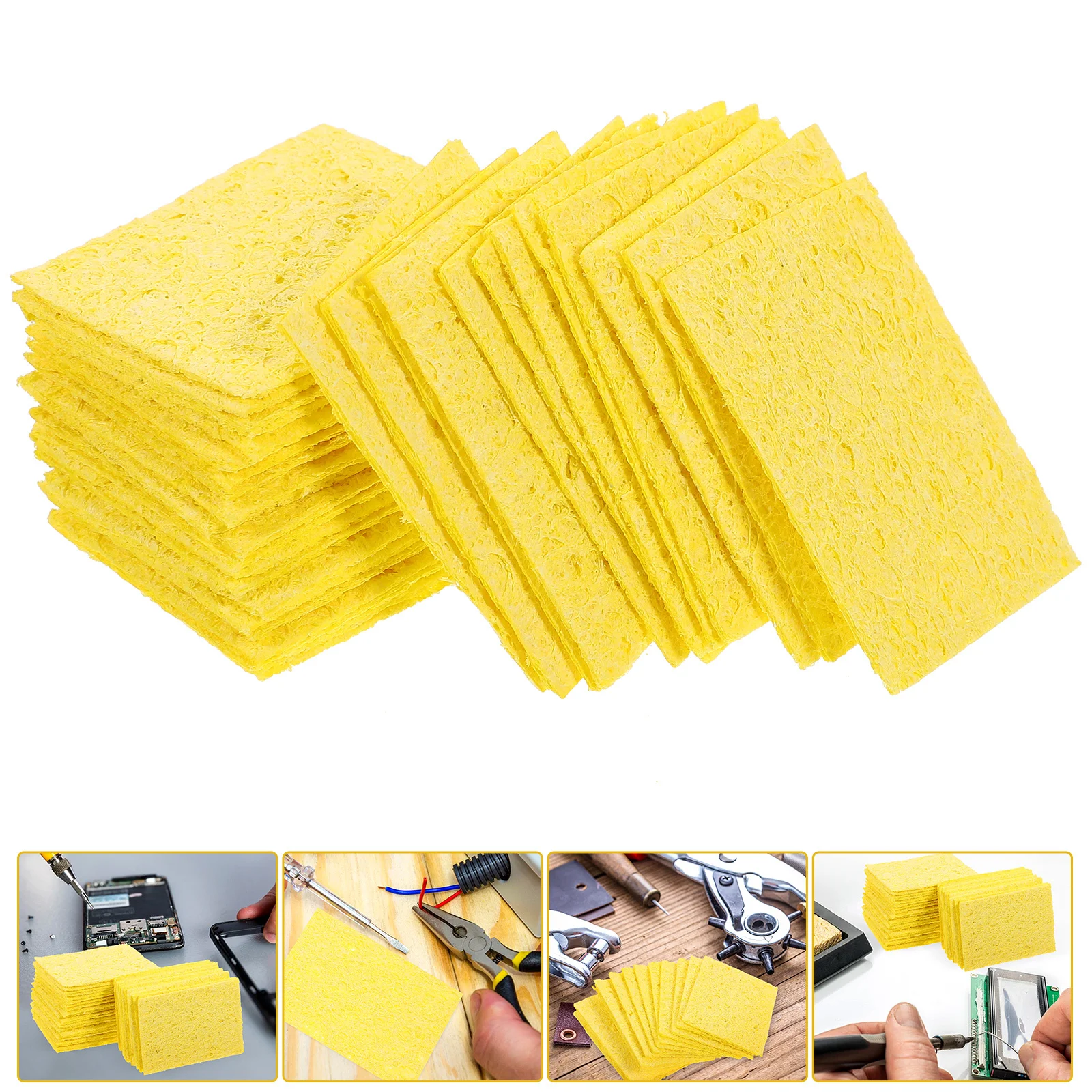 

100Pcs Soldering Iron Cleaning Sponge Kit Effective Tip Nozzle Maintenance Soldering Tip Cleaner Solder Cleaning