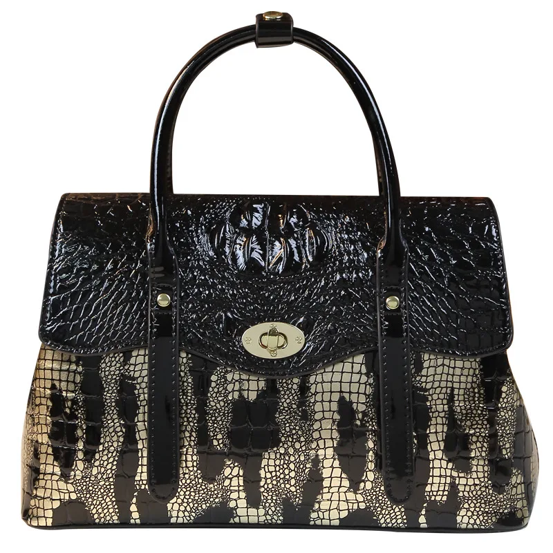 

Fashion Shiny Leather Women's Handbag 2024 Autumn/Winter New High Capacity Crocodile Pattern One Shoulder Crossbody Bag vip sac
