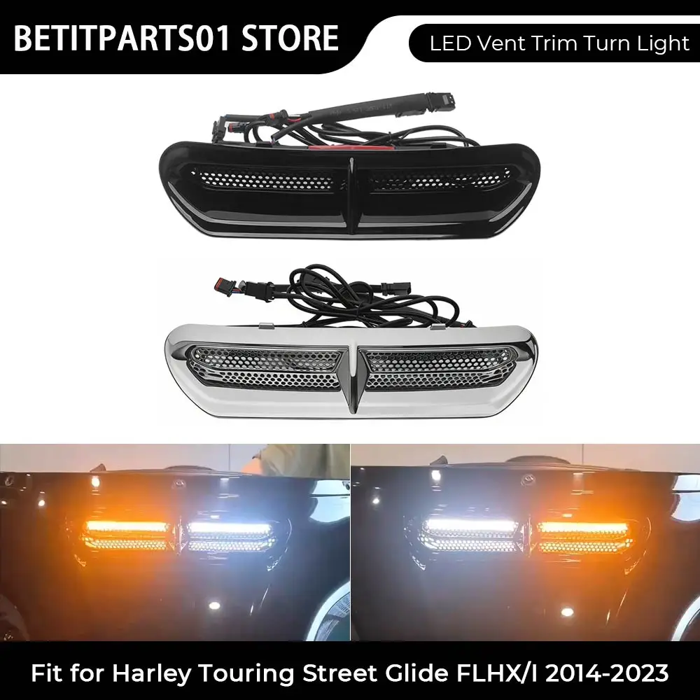 

Аксессуар для мотоцикла: светодиодная вентиляционная накладка с поворотниками для переднего обтекателя Harley Touring Electra Glide Standard FLHT 2019-2022