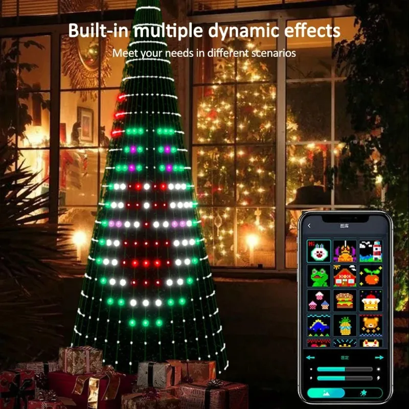 MIMI RGB ضوء شجرة عيد الميلاد الذكي مع 400LED APP التحكم عن بعد مزامنة الموسيقى، نمط DIY، للداخلية والخارجية #5