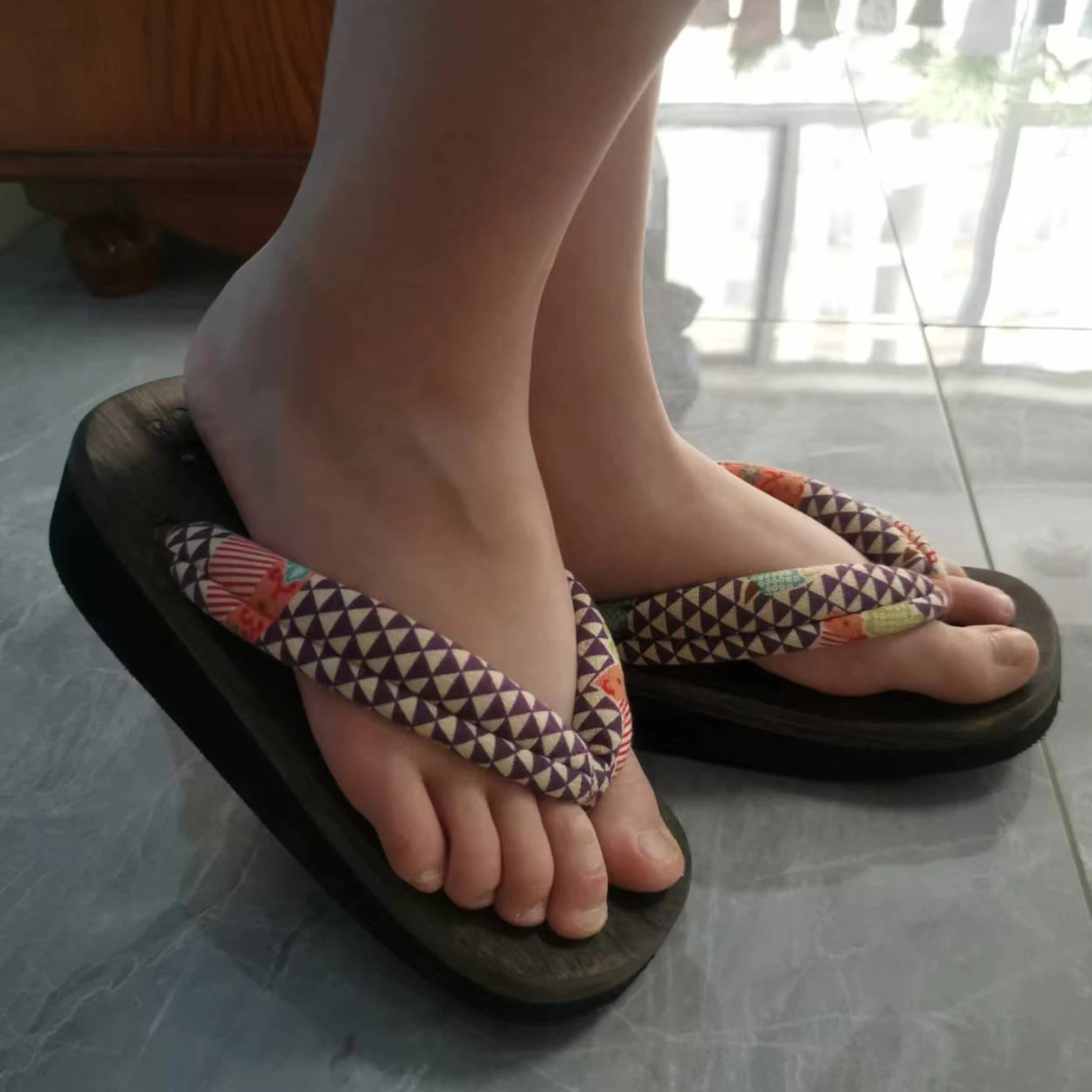 Summer Slipper Clogs Women\'s Slippers Japanese Geta Wooden and Rubber Flip-flops Slippers for size 36/37/38