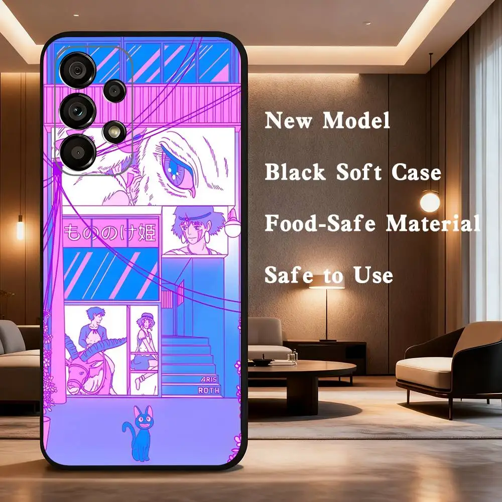 Casing Ponsel Tokyo Nights untuk Samsung Galaxy A73,31,32,72,41,53,52,71,22,5G,Note,J7,8,9 Sampul Hitam Lembut