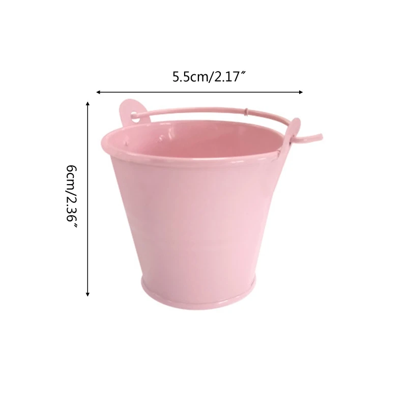 Cute Pink Bucket Pencil Holder Metal Pen Cup Decorative Desktop Storage Organizer for Makeup Brush Stationery Tape Ruler