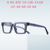 Blue Frame Light Blocker Computer Shortsighted Prescription Glasses Women TR90 Myopia Photochromic Eyeglasses -0.5 -0.75 To -6.0