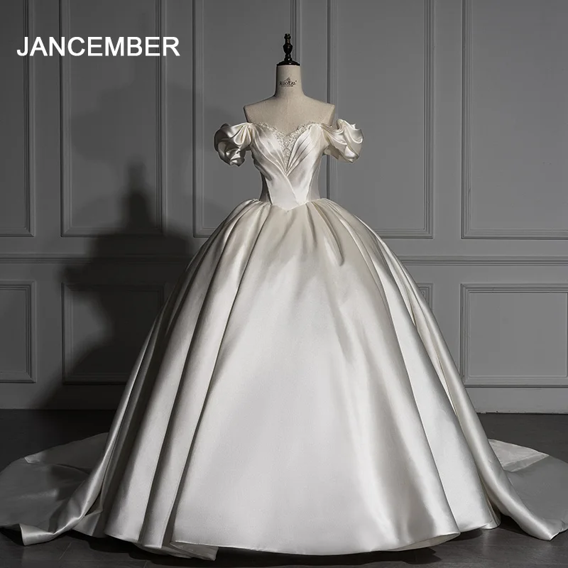 Elegant Satin Custom Made Ball Gown Customized Wedding Dress For Women 2026 Lace Up Front Bride Gowns Simple Vestido De Mariages