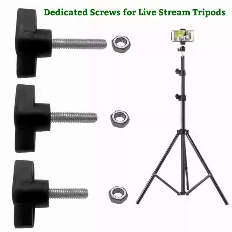 304 Stainless Steel Thumb Screw for Phone Live Stream Stand Speaker Piano Stand Tripod Tighten Adjustable T-Handle Bolt with Nut