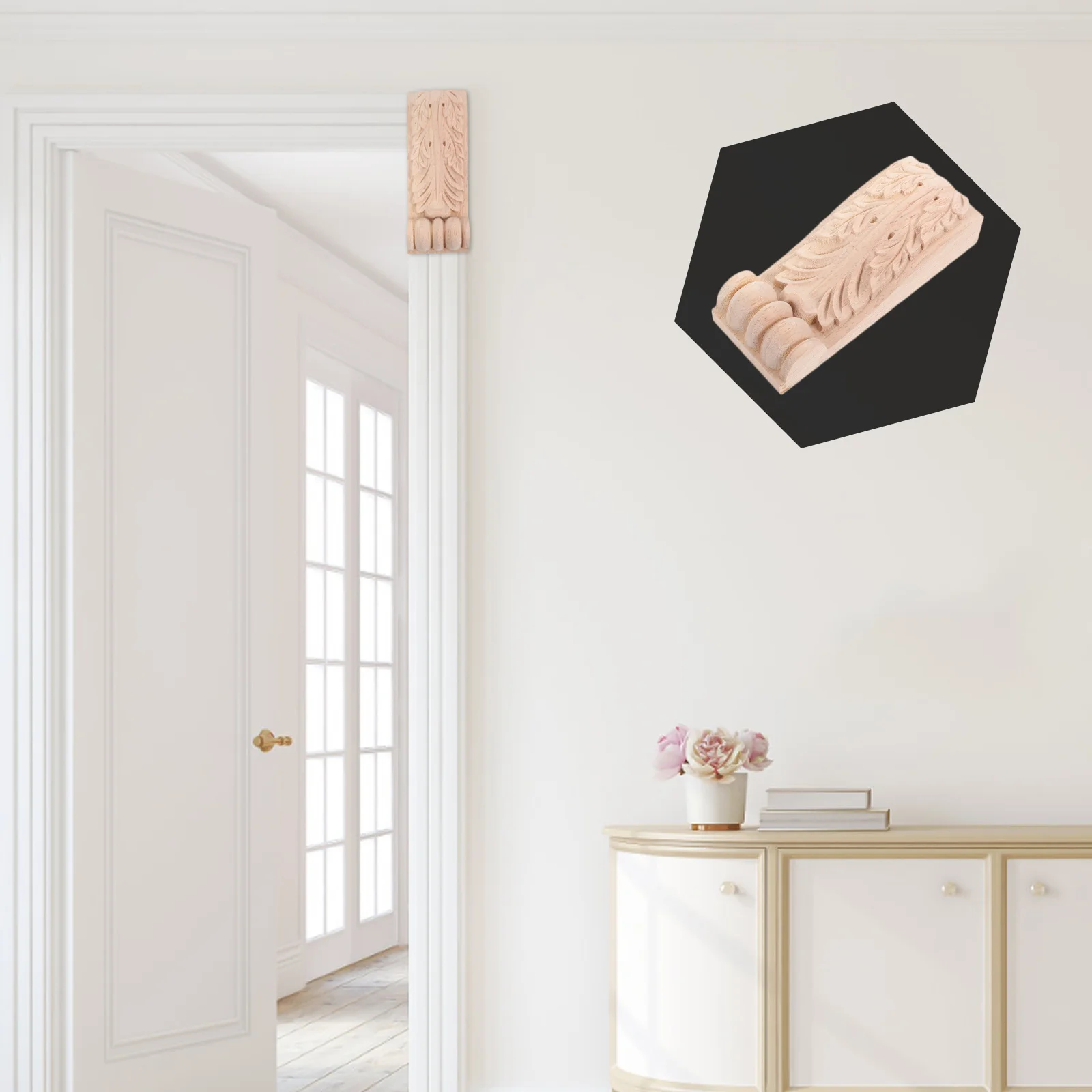 

Solid Wood Corbel Classic European Style Carved Decorative Corner Onlay Applique Roman Column Wood Decoration Trim Furniture