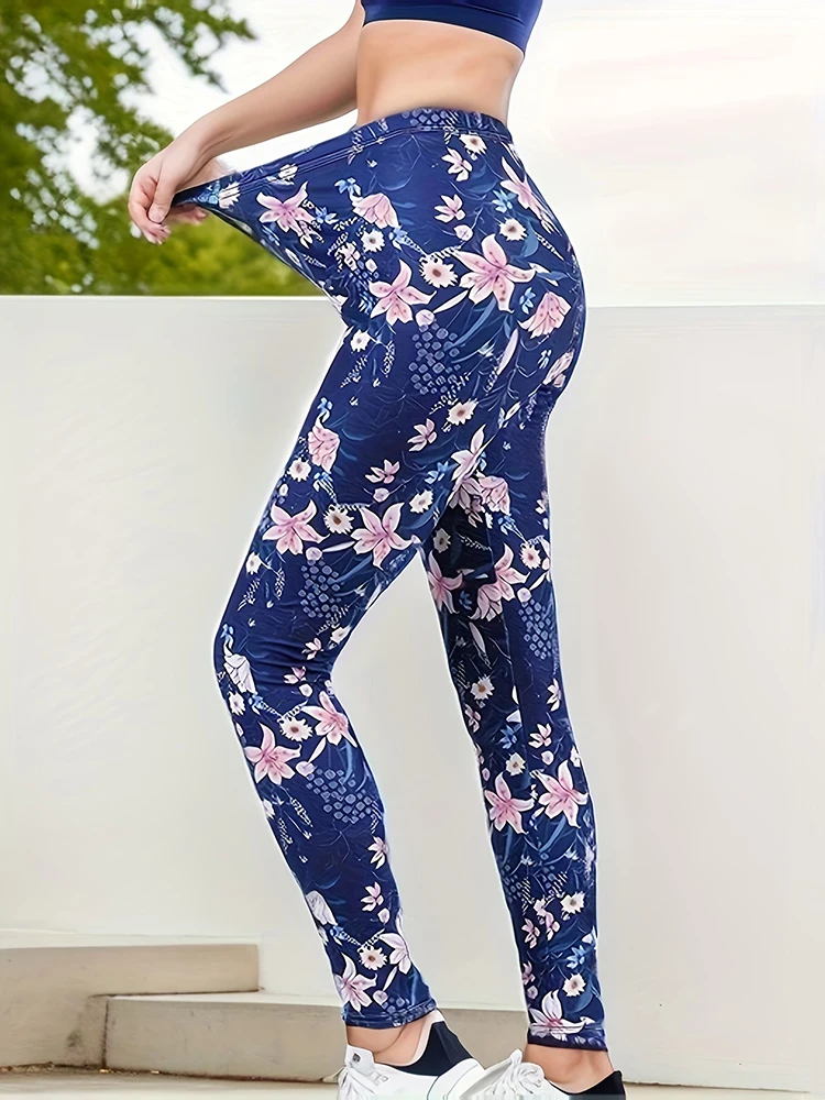 

YSDNCHI Fitness Women Leggings Soft Floral Printed Yoga Pants Casual High Waist Sweatpants Stretchy Outwear Leggins Sexy Tights