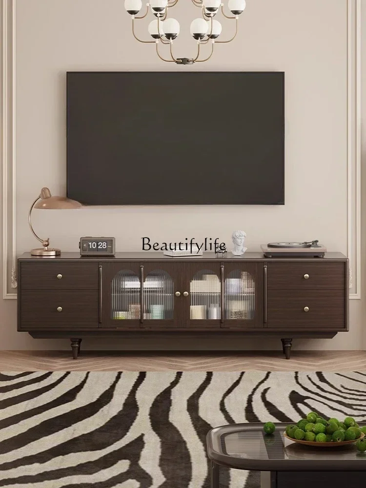 

04 French Retro TV Cabinet Storage Integrated Simple High-End Coffee Table