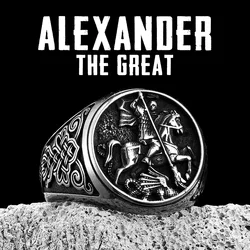 Alexander The Great Men Rings Stainless Steel Women Jewelry Vintage Punk Rock Cool Stuff Fashion Accessories Gift Wholesale