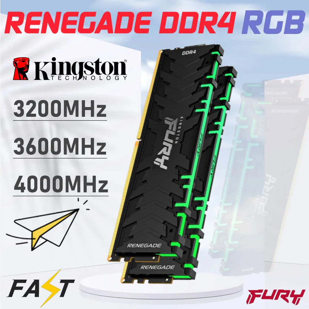 Kingston Fury Renegade RGB PC Memory DDR4 8GB 16GB RAM Memoria Module Computer Desktop 3200MHz 3600MHz 4000MHz For AMD Intel New