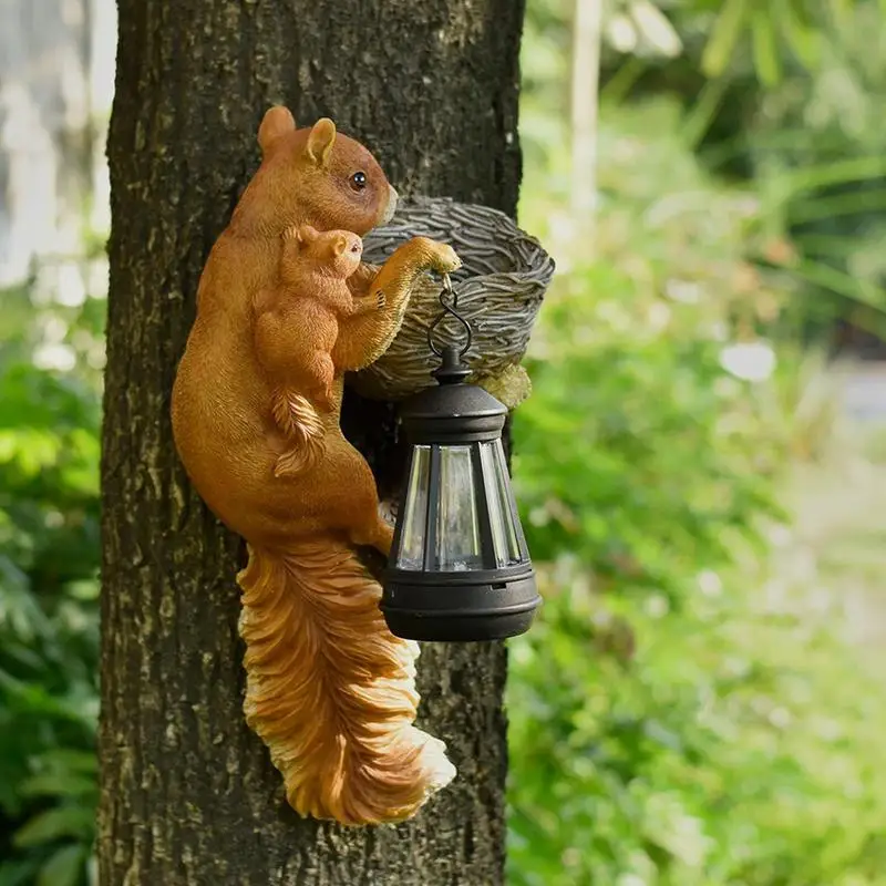 

Squirrel Statue With Solar Light Lawn Ornaments Squirrel Garden Decor Convenient Exquisite Cute Animal Ornaments For Pathway
