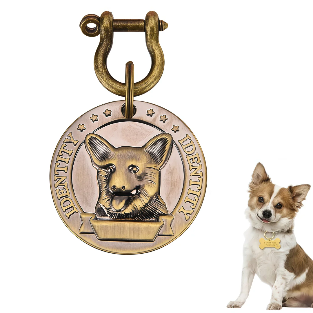 Customized Engraved Pet ID Tag Bronze Nameplate with Personalized Address Number Dog Collar ID Pendant for Cats And Dogs