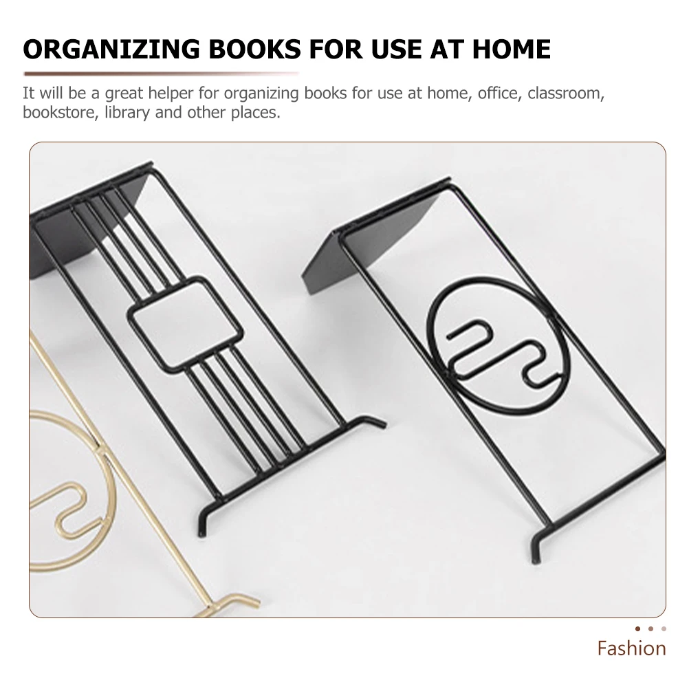 

2Pcs Bookends Metal Iron Book Ends Decorative Bookshelf Organizers for Office Study Desktop Storage Book Ends Metal Bookend