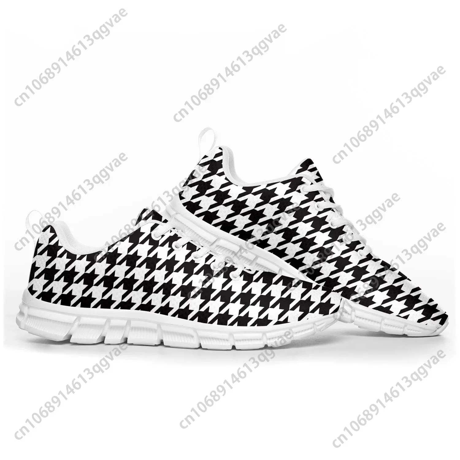 Homens e mulheres Houndstooth Pattern Pop calçados esportivos, tênis casuais, casais, branco, alta qualidade, personalizado, crianças, adolescentes, crianças