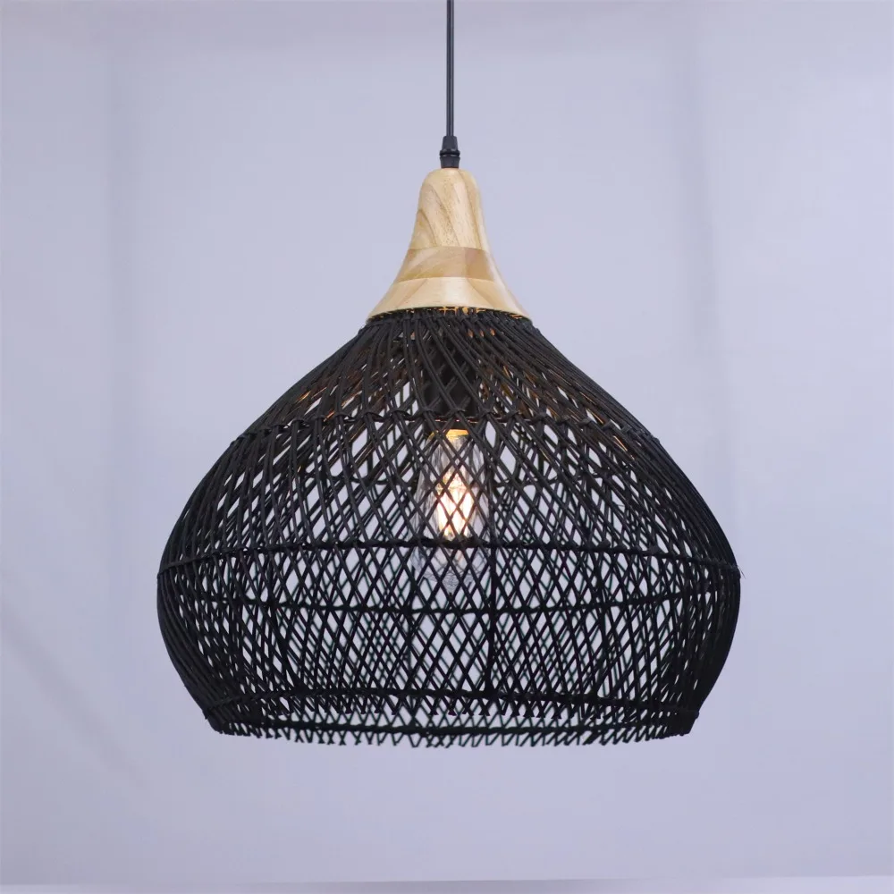 JOYINLED Pendelleuchten Vintage Handgefertigte Rattan-Lampe Japanischer Stil Wabi Sabi Beleuchtung für Kücheninsel Loft Esszimmer Licht – Detail 8