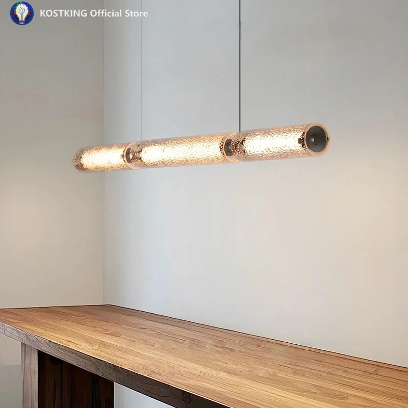 

Современные стеклянные длинные подвесные светильники для кухни, острова, бара, стола, офиса, минималистской столовой, блестящая светодиодная люстра, светильник
