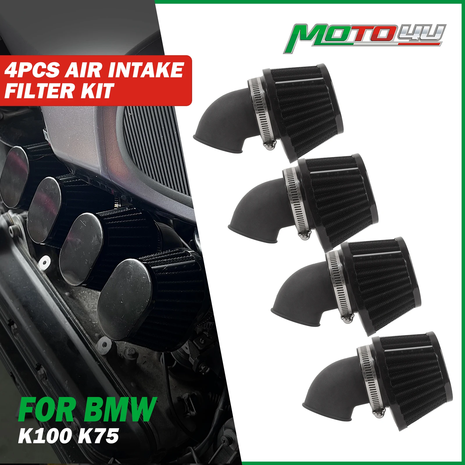 

4PCS Air Intake filter Kit For BMW K Series K100 K75 Motorcycle Cafe Racer Air Cleaner Intake System Kit Retro Modification