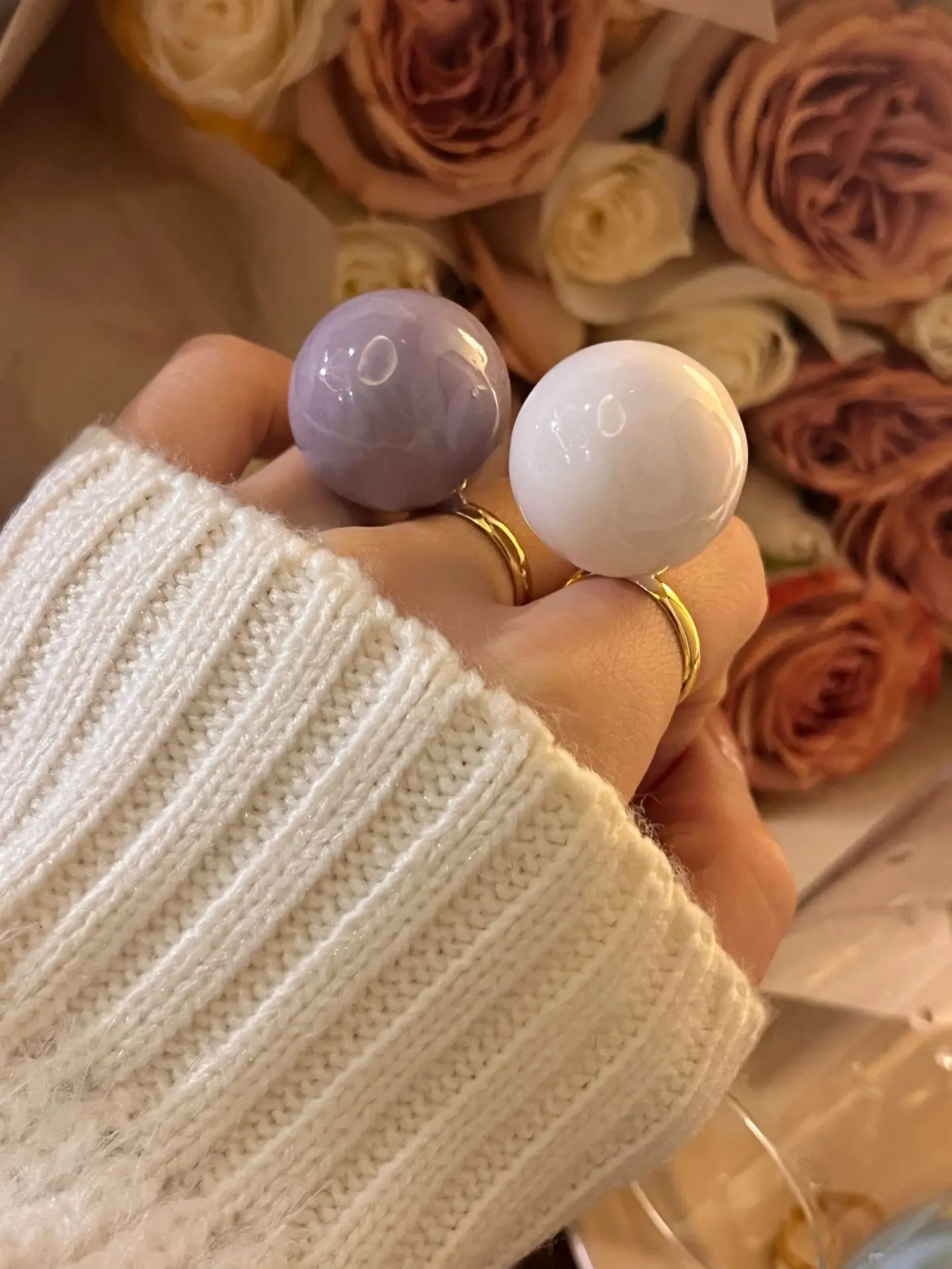 Vintage Enamel Drop Glaze Colorful Large Round Ball Chunky Open Rings for Women Exaggerated Fashion Sweet Finger Jewelry Gifts