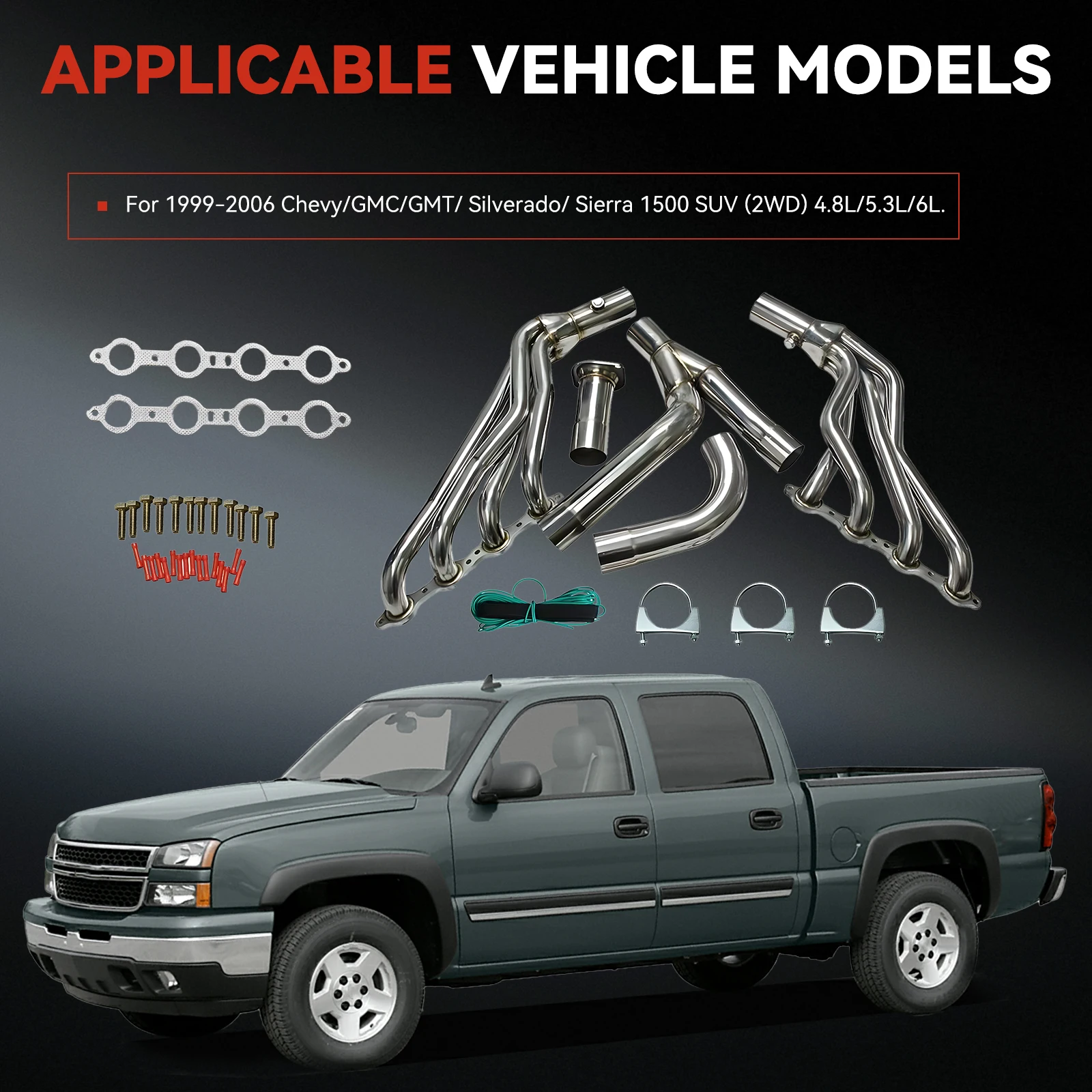 Degreat 1 Pcs T304 Stainless Steel Long Tube Exhaust Headers 1.75