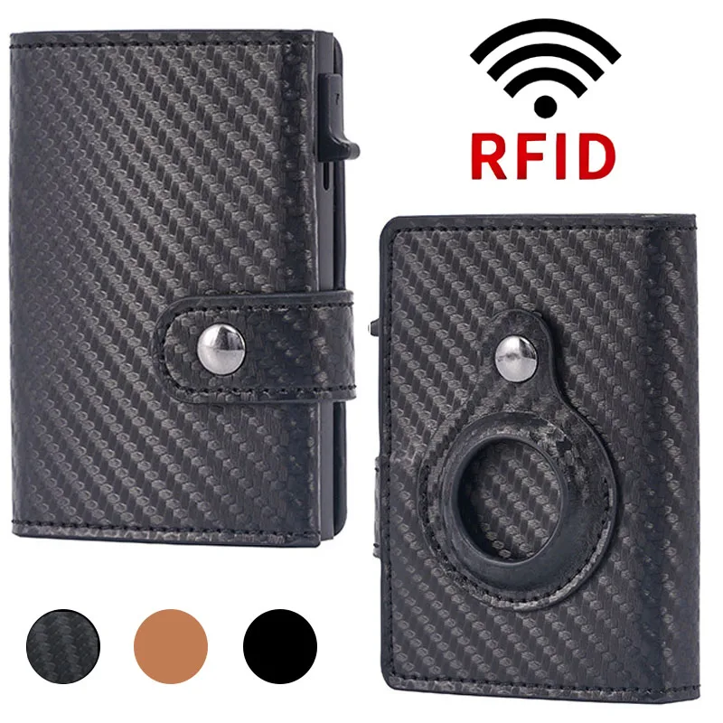 

Rfid Carbon Fiber Men Wallets for Airtag Luxury Slim Mini Credit Card Holder Wallets for Men Air Tag Tracker Minimalist Purse