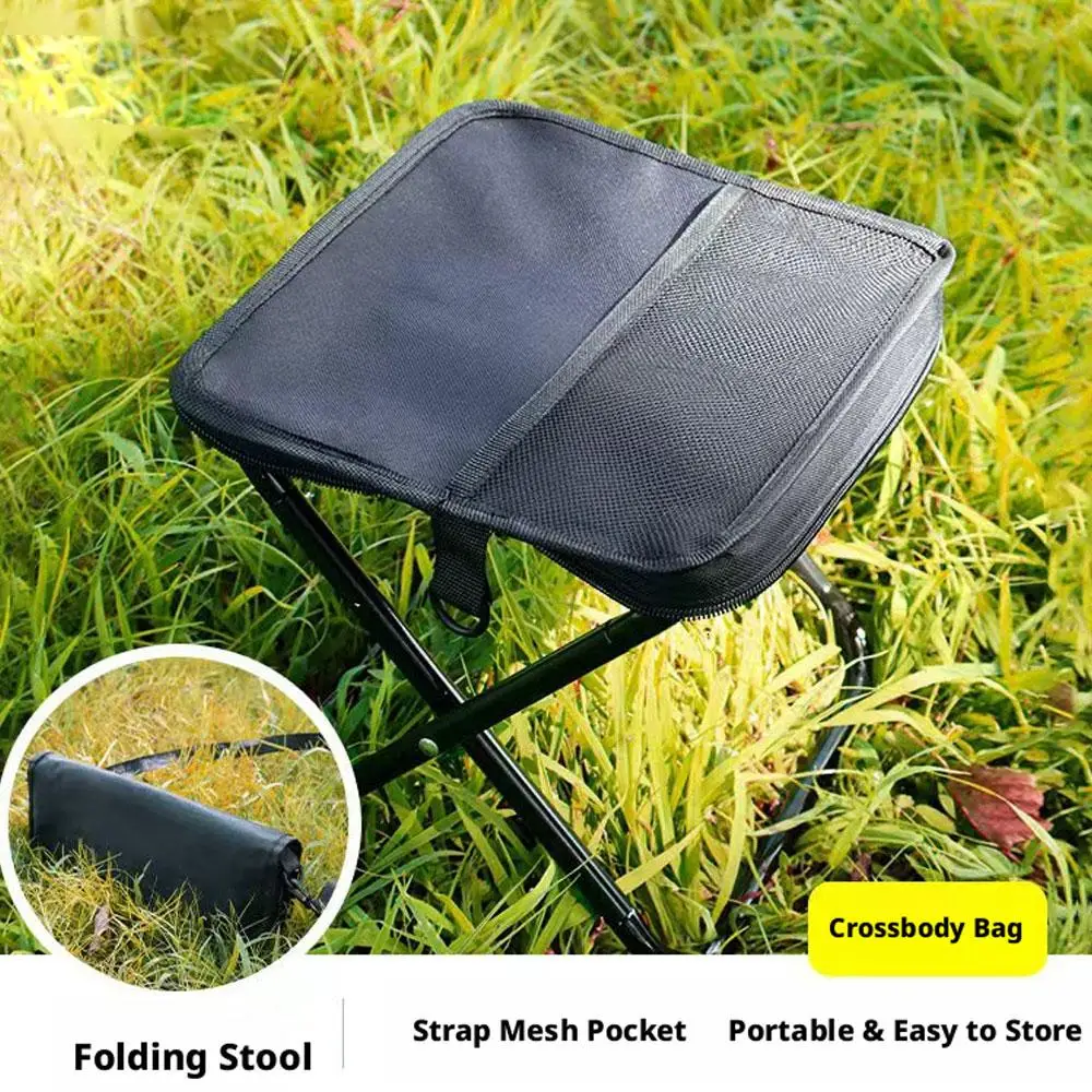 Silla de camping plegable multicolor mejorada para exteriores, de metal y tela, con bolsa, taburete, asiento para pesca y camping
