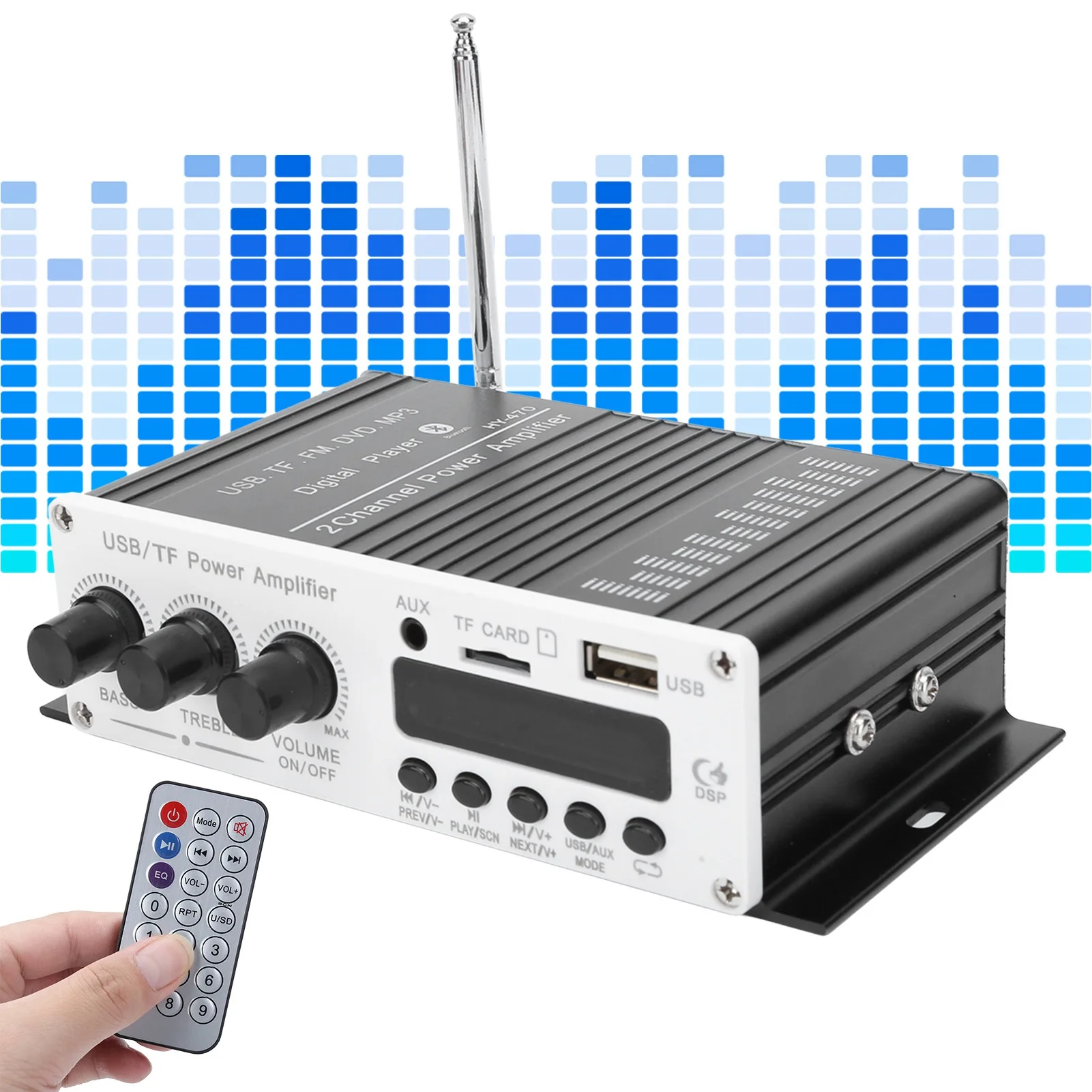 مضخم الصوت USB بطاقة الذاكرة FM 3 في 1 ستيريو قوة مضخم الصوت بلوتوث 4.2 مشغل رقمي ستيريو مكبر صوت الطاقة