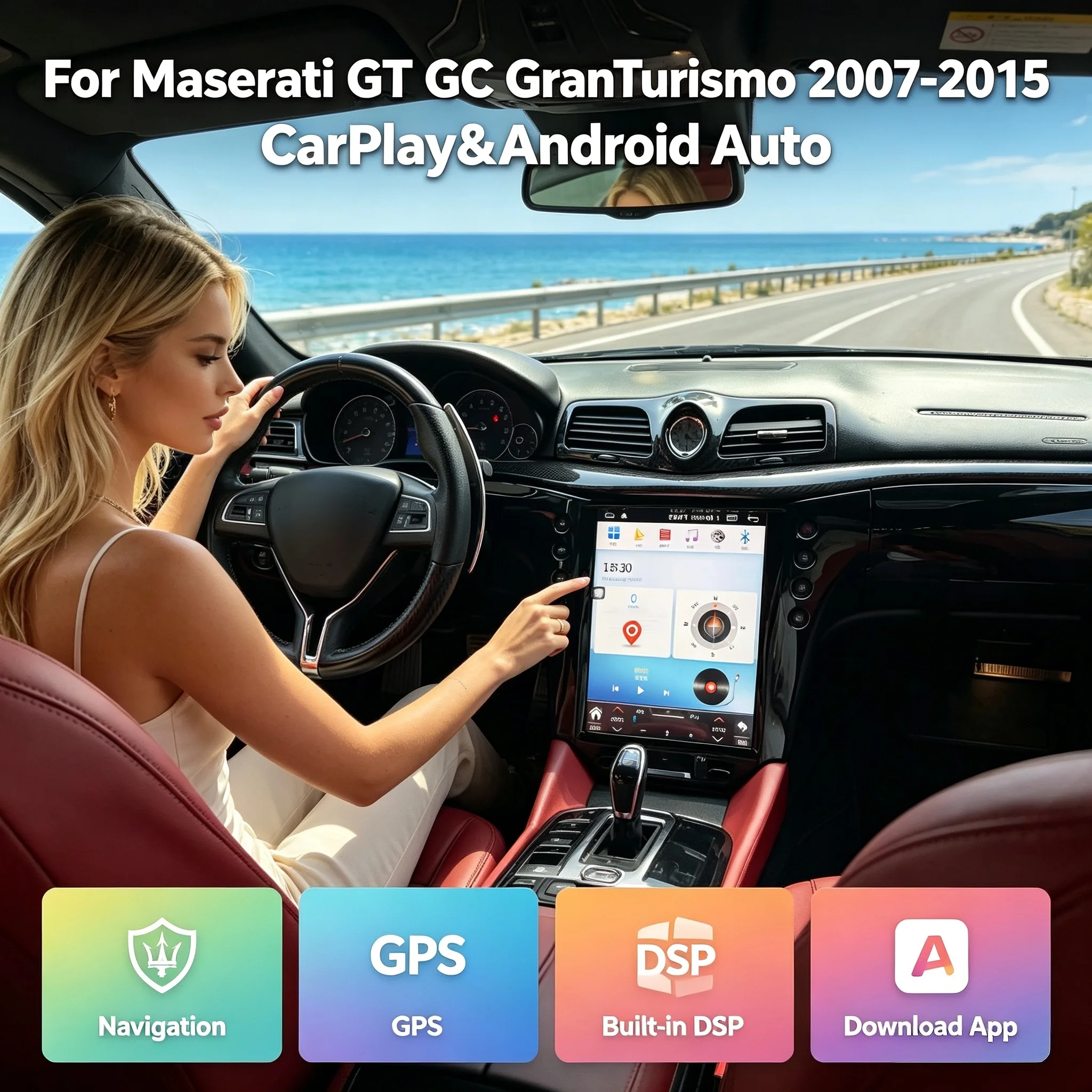 Android 14 Car Multimedia Video Player Radio Screen Carplay DSP GPS Navigation Stereo For Maserati GT GC GranTurism Head Unit 4G