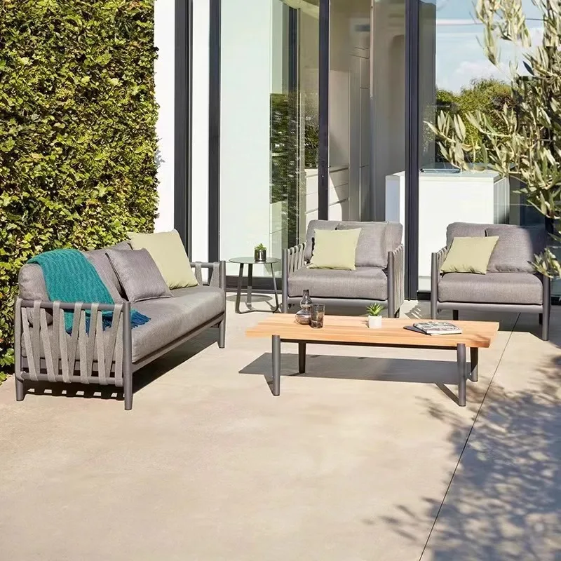 

Outdoor sofa courtyard garden rattan simple casual woven rattan chair aluminum alloy sun room outdoor furniture