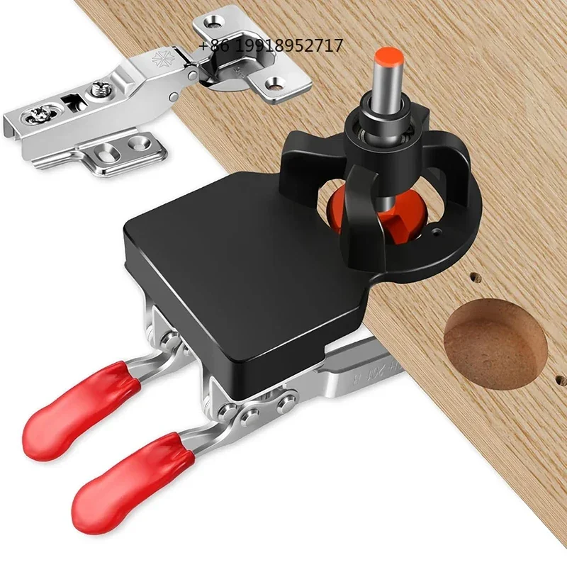 Concealed Door Hinge Jig  Aluminum Alloy 35mm Cabinet Hinge Jig Hole Drilling Guide Locator Double Clamp Mounting Tool JJ244