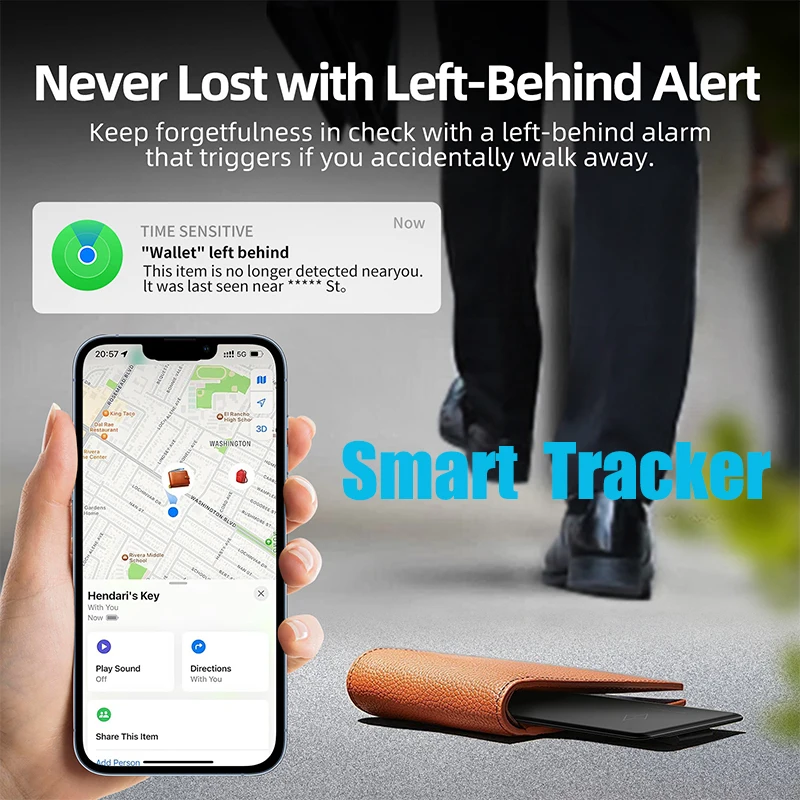 

Ultra-thin Wireless Smart Wallet Tracker Card For Apple iOS Find My Item Safe Bluetooth Charging Tag Tracker Key/Bag GPS Finder